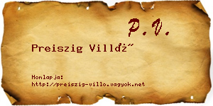 Preiszig Villő névjegykártya